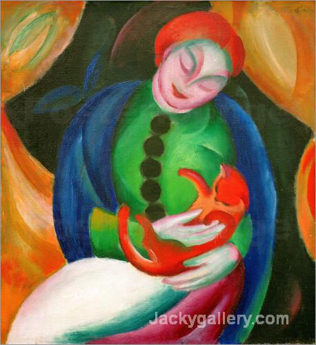 Girl with Cat II by Franz Marc paintings reproduction